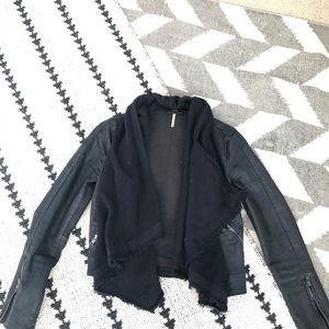Free People coated denim drapefront jacket